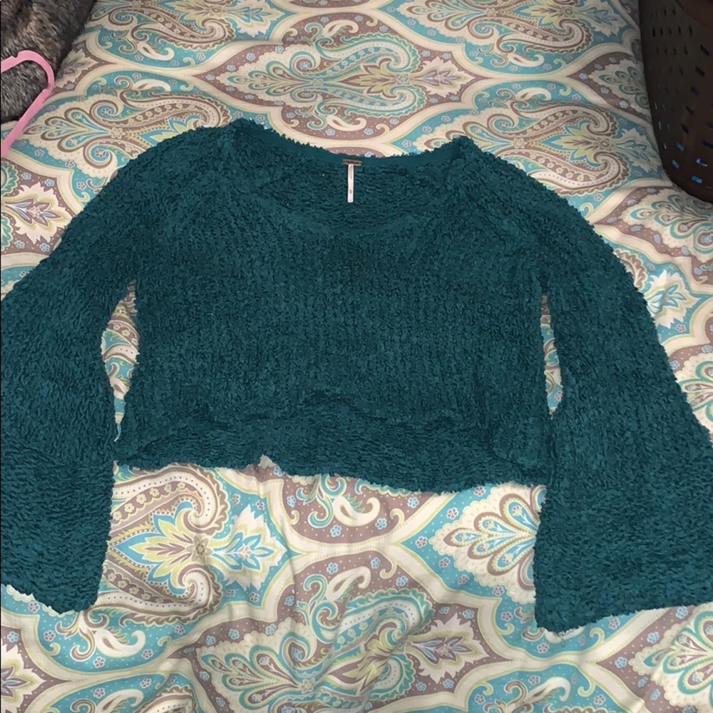 Free People Green Crop Sweater